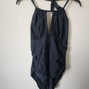 Womens Black Halter Swimsuit Size Large